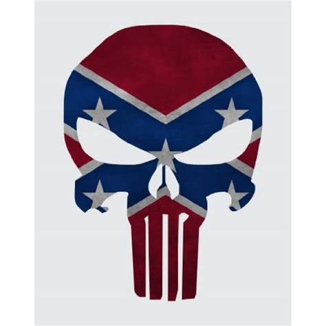 Punisher Rebel Confederate Flag Vinyl Decal Sticker 6