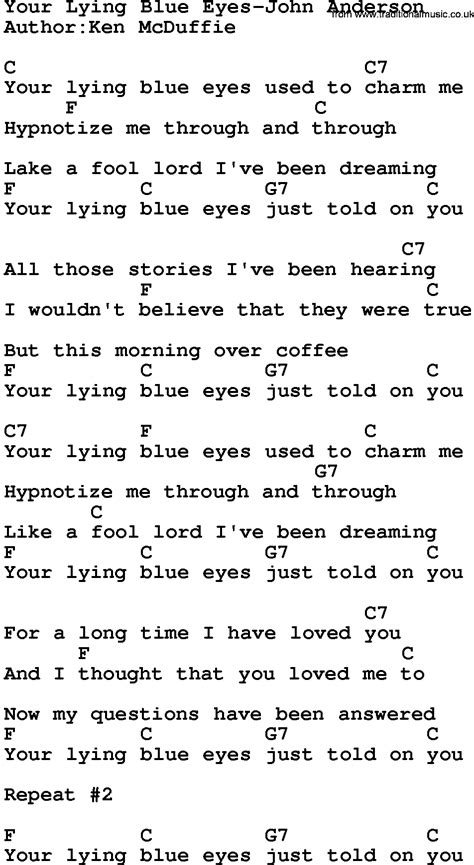 Country Musicyour Lying Blue Eyes John Anderson Lyrics And Chords