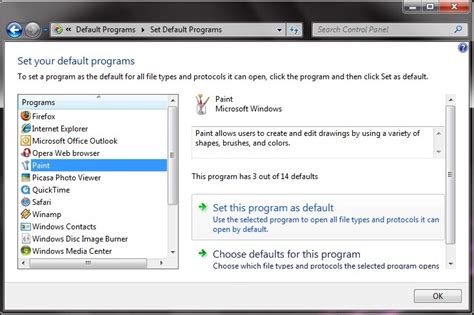 المجموعات Default برامج في Windows 7 Stealth Settings