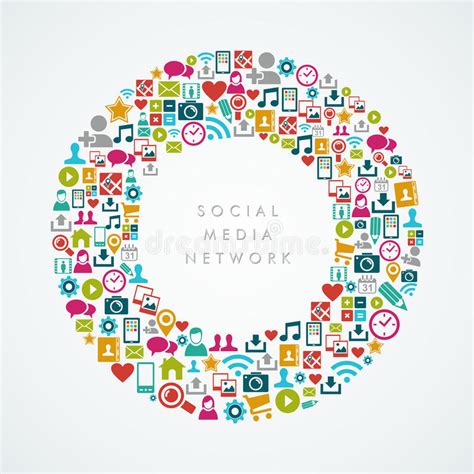 Social Media Network Icons Circle Composition Eps1 Stock Vector