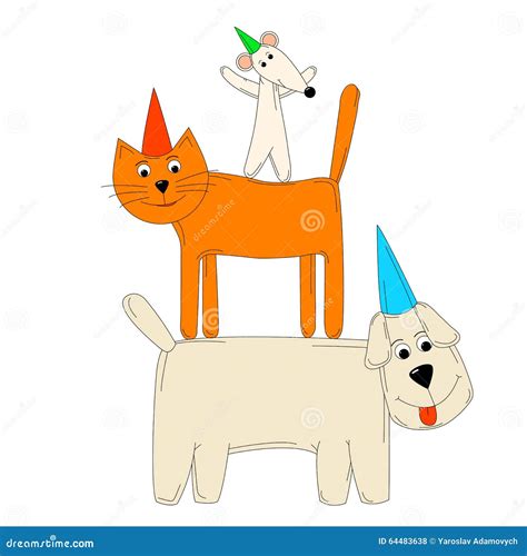 Dog Cat And Mouse Stock Vector Illustration Of Element 64483638