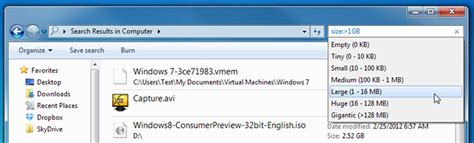 How To Find Files Based On Size Using Windows Explorer Search Filters