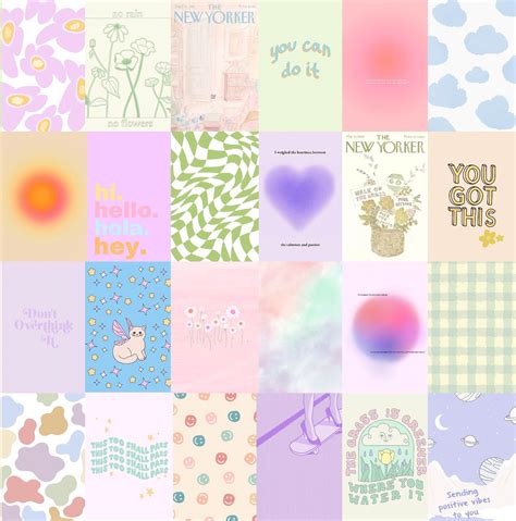 Aesthetic Pastel Poster Wall Collage Set Danish Pastel Wall Etsy