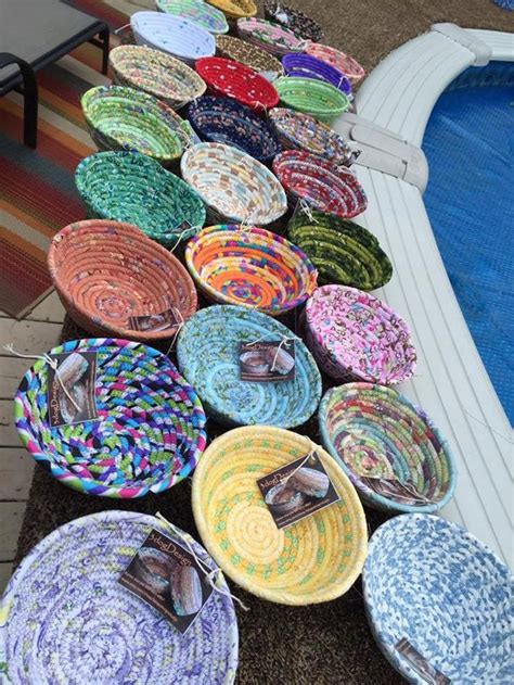 Small Rope Bowls Clothesline Fabric Basket Coiled Etsy Coiled