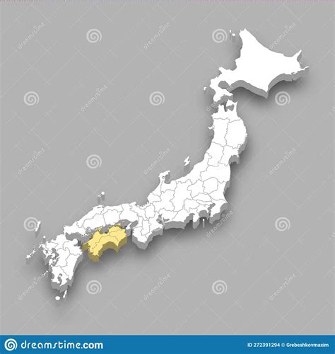 Shikoku Region Location Within Japan Map Stock Vector Illustration Of