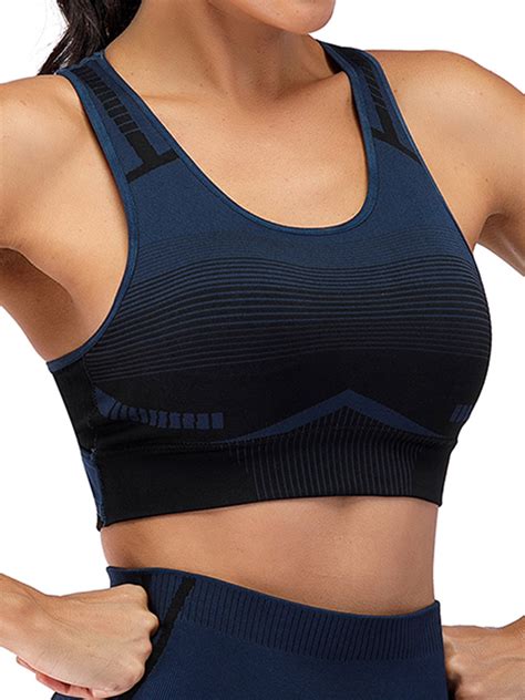 Supportive Sports Bras For Women Running Padded Compression Sports Bra Racerback Workout Tops