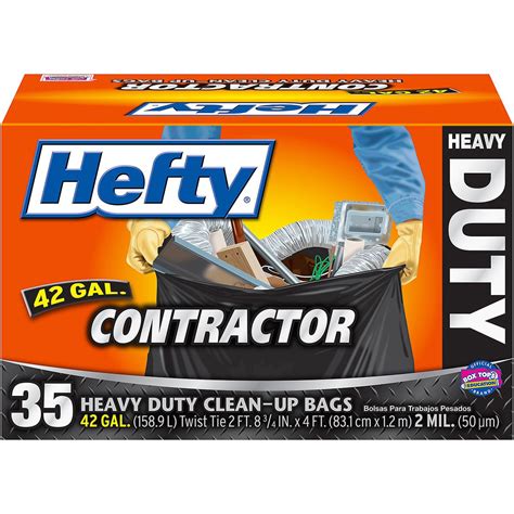 Hefty Heavy Duty Contractor Trash Bag 42 Gallon 35 Count