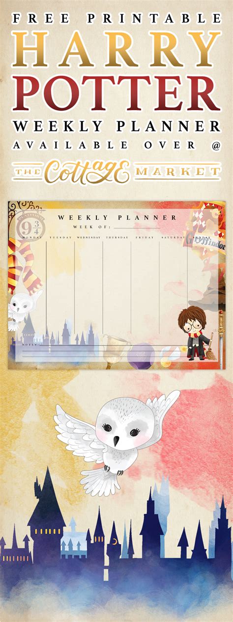 Harry potter has never even heard of hogwarts when the letters start dropping on the doormat at number four, privet drive. Free Printable Harry Potter Weekly Planner - The Cottage ...