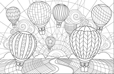 Hot air balloons by Joanna Webster from The Creative Colouring Book #hotairballons #balloons #