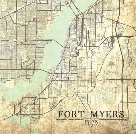 Fort Myers Fl Canvas Print Florida Vintage Map Fort Myers Etsy