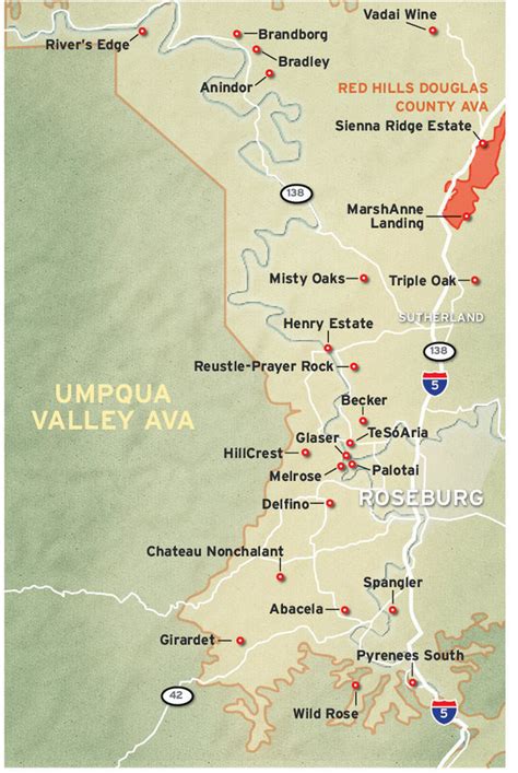 2012 Holiday Wine Guide Umpqua Valley Map