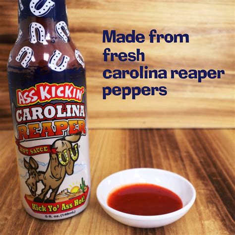 Ass Kickin Carolina Reaper Hot Sauce 5 Oz Premium Gourmet Hot Sauce For Chicken Wings And