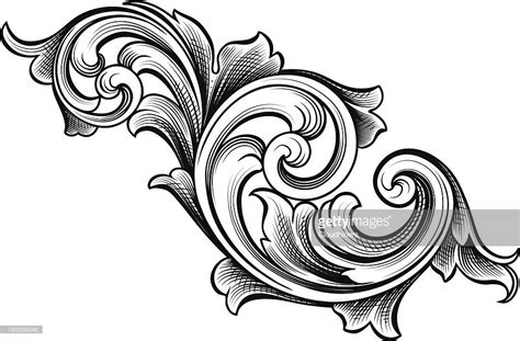 ベクトルアート Flowing Scrolls Filigree Tattoo Ornament Drawing