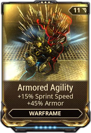 If you wanted to start over with a fresh mag/loki/excalibur, you can always get the parts and make a new one, or even sell your current one (must have at least another frame to run in), so why do it? Armored Agility | WARFRAME Wiki | Fandom powered by Wikia