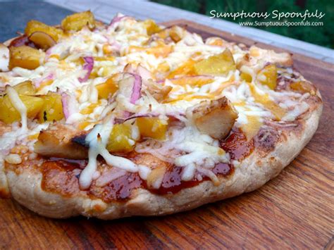 Hawaiian Bbq Chicken Pizza ~ Sumptuous Spoonfuls Pizza Recipe