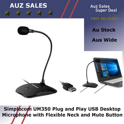 Simplecom Um350 Plug And Play Usb Desktop Microphone With Flexible Neck