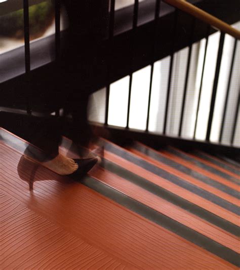 The horizontal projection to the front of a tread where most foot traffic frequently occurs. New Anti-Slip Grit Tape for Safer Vinyl and Rubber Stair Treads from Martinson-Nicholls