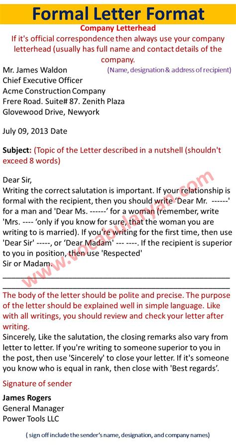 Formal Letter Writing Format With Rules Vocabularyan