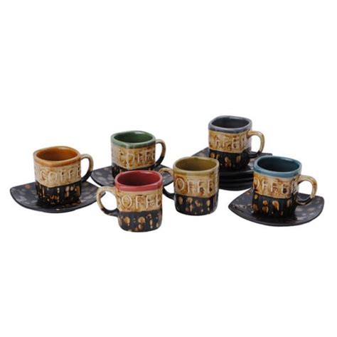 Shop Stoneware Demitasse Coffee Espresso Turkish Coffee Cups With Saucers Set Of 6 Free