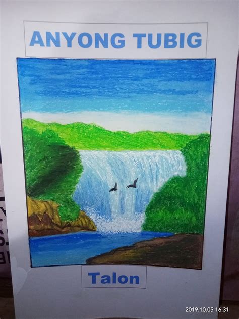 Anyong Tubig Talon Falls Oil Pastel Craftymom By Rocelyn