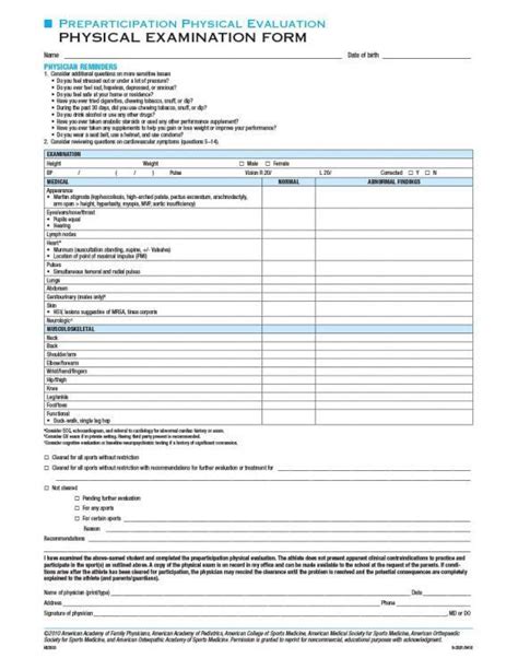 Physical Exam Form Template Awesome 43 Physical Exam Templates And Forms