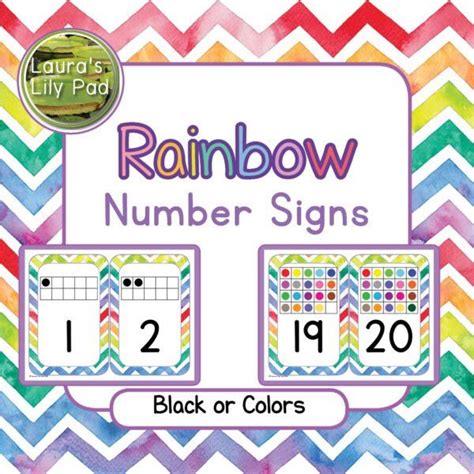 Rainbow Watercolor Chevron Number Signs Made By Teachers In 2022