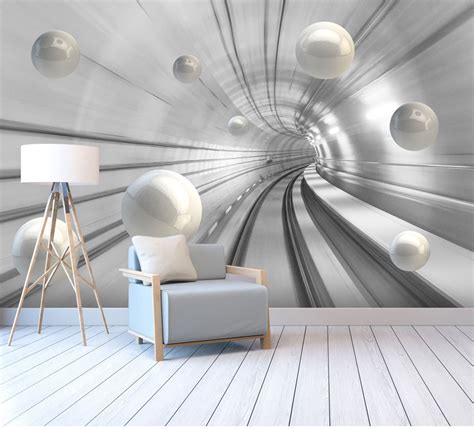 Abstract Tunnel Space Sphere 3d Wallpaper Murals For Hall