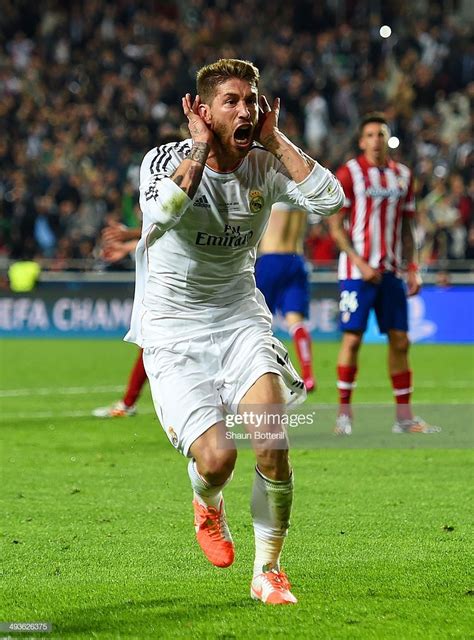 Sergio Ramos Of Real Madrid Celebrates Scoring Their First Goal In