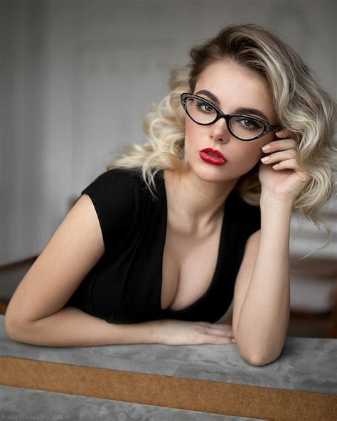 Women With Glasses Model Portrait Display Blonde Women Women Indoors Hd Wallpaper