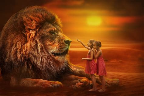 Download Lion Little Girl Child Photography Manipulation 4k Ultra Hd