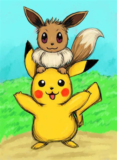 Pikachu And Eevee By Thekohakudragon On