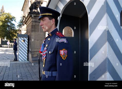 Guards Outside Prague Castle Entrance Prague Czech Republic Stock