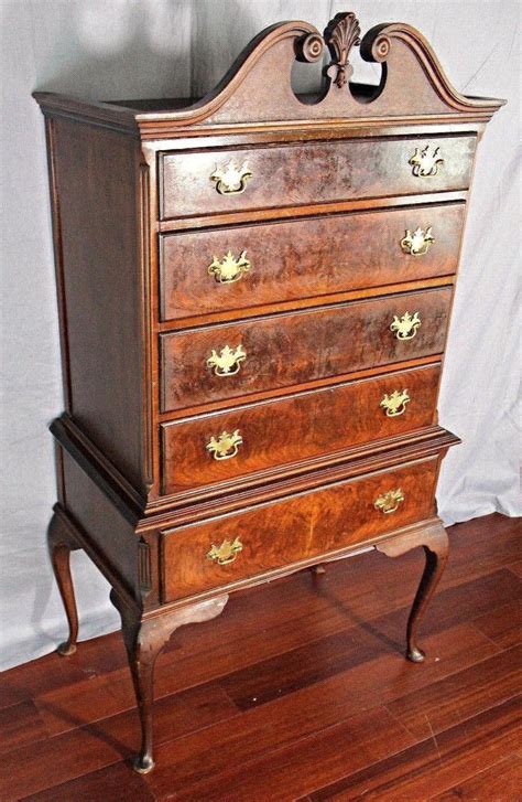 Antique Mahogany Queen Anne Highboy Chest Drawers Wardrobe Etsy