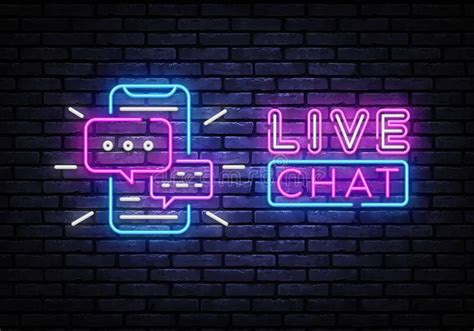 Live Chat Service Neon Sign Vector Social Media Communication Design