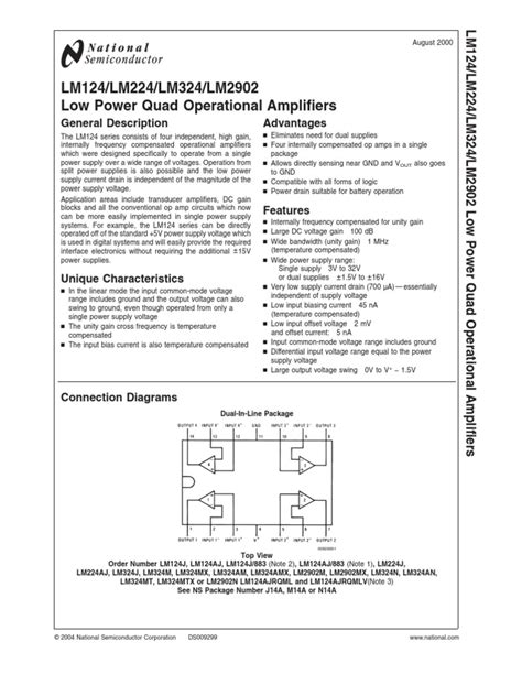 Lm324 Data Sheet Pdf Operational Amplifier Amplifier