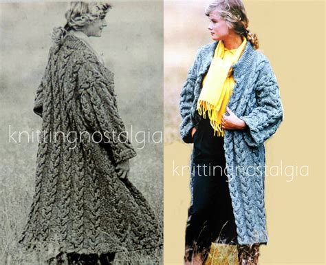 womens aran coat vintage knitting pattern pdf ladies chunky etsy uk vintage knitting