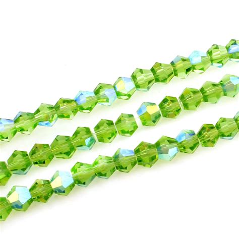 Premium Crystal 4mm Bicone Beads Green Ab