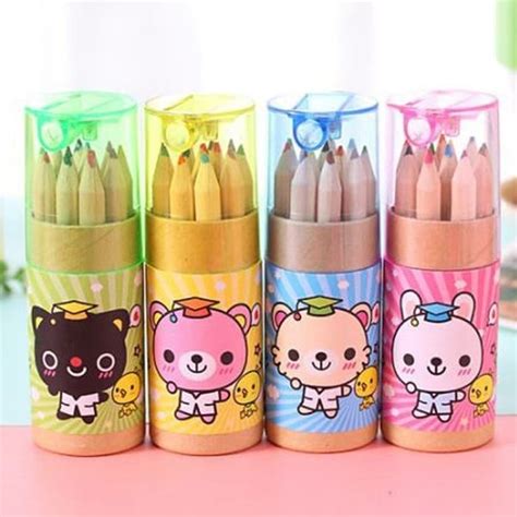 Jual Pensil Warna Mini Peraut 12 Warna Alat Tulis Lucu Di Lapak