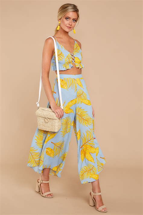Trendy Tropical Print Two Piece Set Chic Two Piece Set 54 00 Red