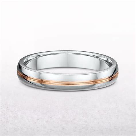 Ladies 4mm White Rose Gold Wedding Band P419 960 Image 