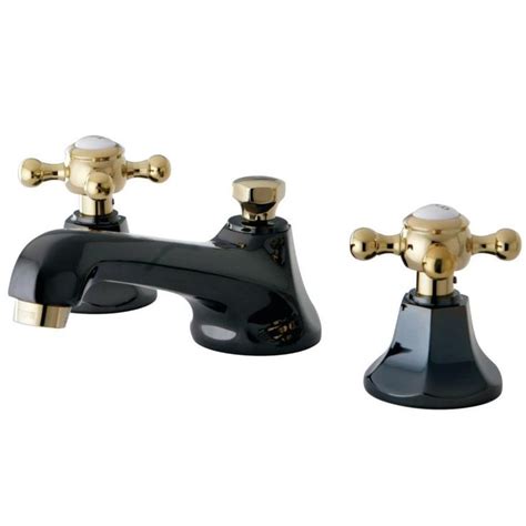 Choose from contemporary to transitional and traditional faucet styles with finishes like matte black, stainless steel, polished nickel and more. Kingston Brass Vintage Black 2-handle Widespread Bathroom ...