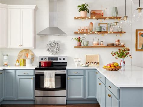 Tour A Holiday Ready Kitchen With Pretty Blue Cabinets Hgtv