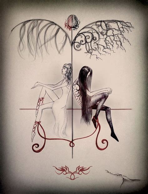 Angel tattoos represent love, protection, and serenity. gemini tattoos evil tattoos tatoos angel demon tattoo ...