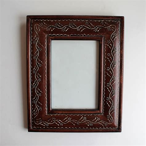 Vintage Wood Picture Photo Frame 5x7 White Painted Floral Vine Scroll Design Made In India