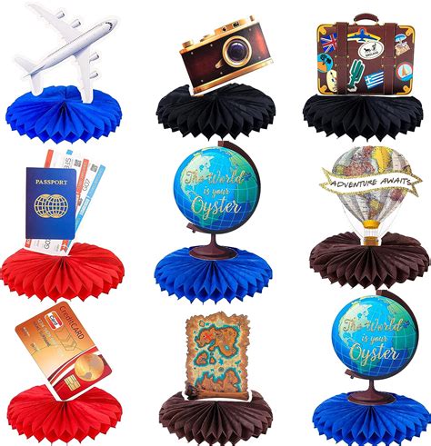 Buy Travel Theme Party Decorations Let The Adventure Begin Table Honeycomb Centerpieces For