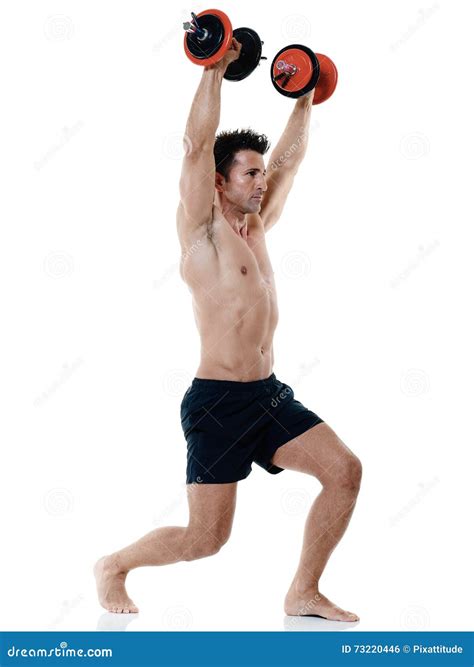 Man Weights Exercises Isolated Stock Photo Image Of Fitness Sports