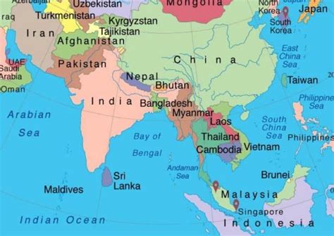 Gambar Peta Asia Tenggara Peta Asia Lengkap Dengan Wilayah Negara