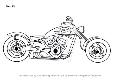 Learn How To Draw A Chopper Two Wheelers Step By Step Drawing Tutorials
