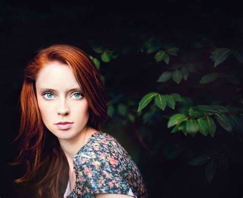 wallpaper face women outdoors redhead model long hair blue eyes head color flower