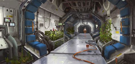 Artstation Space Station Corridor 01 Adrien Girod Kurobot Sci Fi